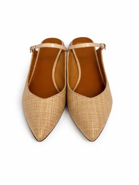Donald J. Pliner Tan Woven Pointed-Toe Slingback Flats